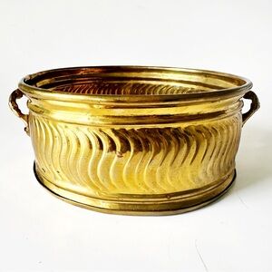 Solid Brass Planter with Copper Brad Accents – Made in India